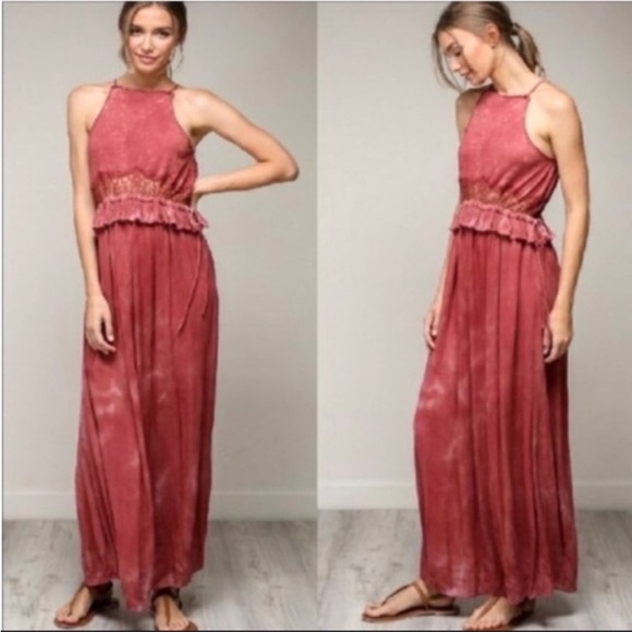 Mustard Seed Red Maxi Dress Size Medium - Picture 2 of 12